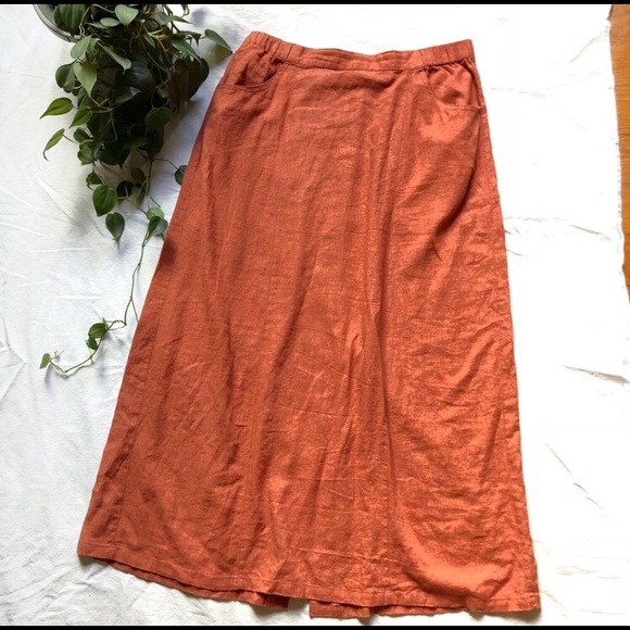 Vintage Dresses & Skirts - Linen Blend Maxi Skirt